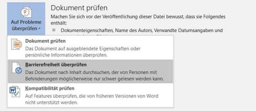 Barrierefreiheit überprüfen in Word