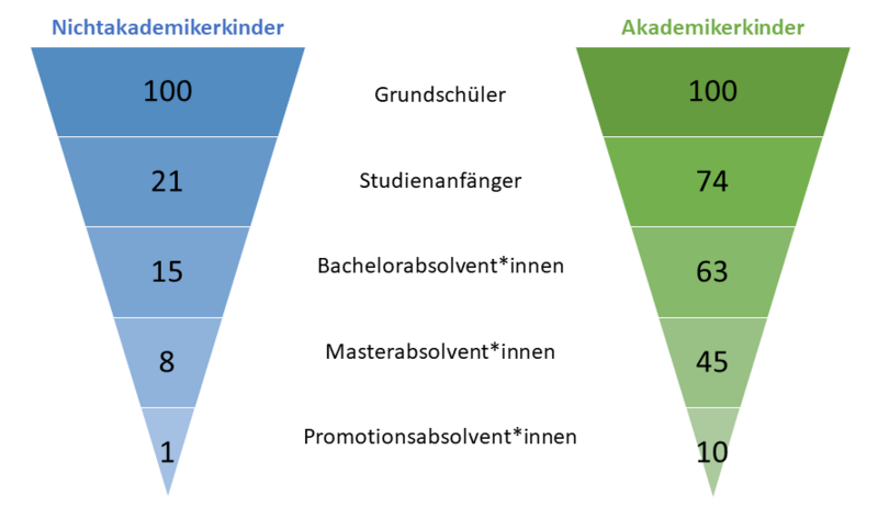 graphische Darstellung des oben beschriebenen Bildungstrichters