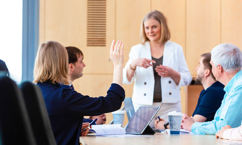 A group of students at a law seminar