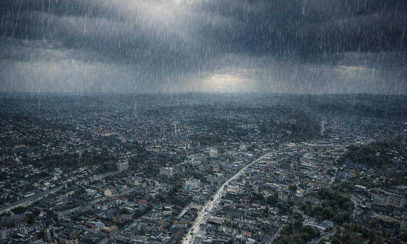Regen in Stadt