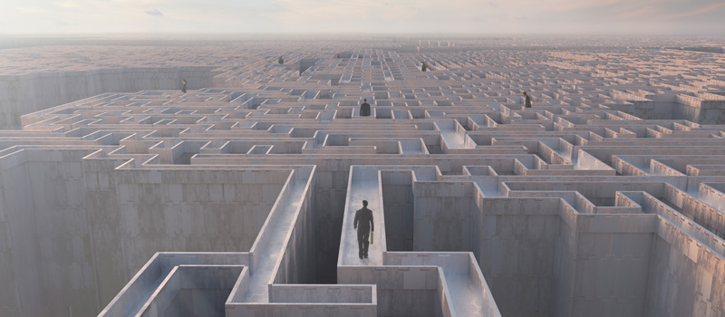Man walking in a maze