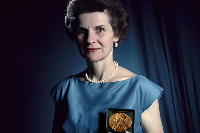 Frau mit Nobelpreis