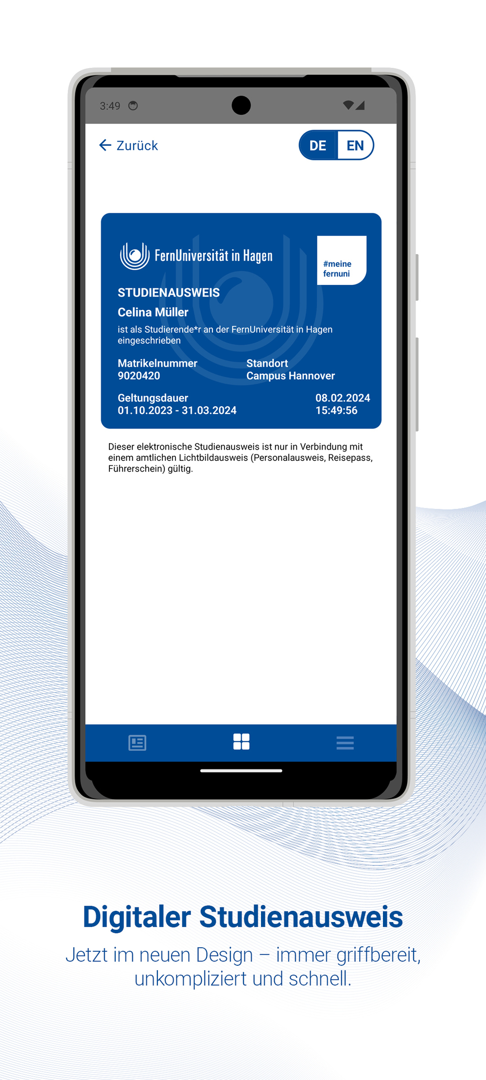 Screenshot des Digitalen Studienausweises