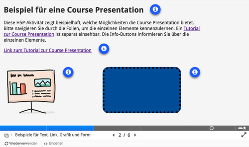 Screenshot einer H5P Course Presentation